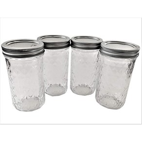 Mason Ball Jelly Jars-12 oz. Each - Quilted Crystal Style-Set o 메이슨 볼 젤리 병-12온스 각 - 퀼팅 크리스털 스타일-4개 세