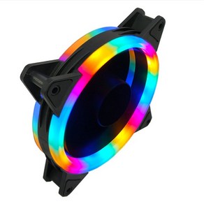 [티테크놀로지] LED 120mm 쿨링팬 컴퓨터 저소음 케이스 튜닝 시스템 쿨러 레인보우[CM-RGB120-RB], 단품