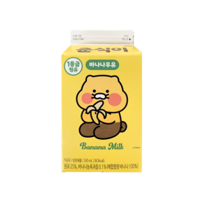 유어스 춘식이 바나나우유 팩음료 500ml x 4개