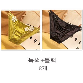 1+1 여성용 팬티 레이스 새틴 컴포트 실키 삼각 팬티 2P Women's Underpants 뉴타임즈 U090K808