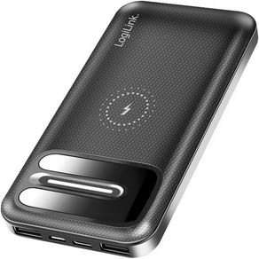 Logilink 휴대용 인덕션 미니 1구 QI 지원 장치용 8000mAh 유도 파워 뱅크 무선 충전 추가 USB 충전타입 C 1배 마이크로 1445161