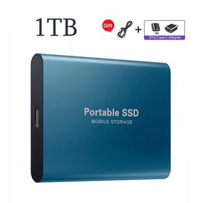 메모리카드 하드 휴대용 솔리드 외장 드라이브 1TB 스테이트 디스크 고속 맥용 및 2TB 노트북 SSD, Blue 1TB, 1개