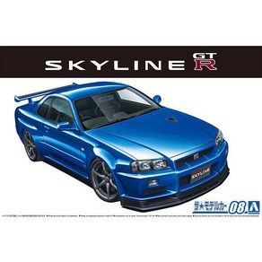 AOSHIMA 아오시마 모델카 8 닛산 BNR34 스카이라인 GT-R V-spec II '02 [1/24 스케일 프라모델], 단일, 1개