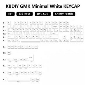 키캡 KBDiy 139 키 GMK 최소 회색 한국 레트로 PBT 일본 체리 프로필 게이머용 기계식 키보드 MX 스위치, 없음, 없음, 6) GMK Minimal White-KR