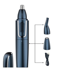 Kiboe 전동눈썹 정리기 코털 정리기 3in1 360도 칼날 저소음 USB 충전식, 블루-138