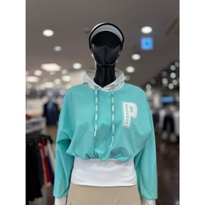 5F [신사] 파사디 골프 여성 볼륨소매 후드 티셔츠 봄 일상용 골프웨어 [화이트 민트] P24STP104M