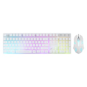지클릭커 슈퍼히어로 GMK-180 PLUS 레인보우 키보드 마우스 세트, 일반형, 화이트