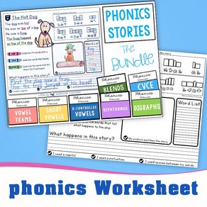 Phonics stories BUNDLE 영어 파닉스 이야기 워크북 워크시트