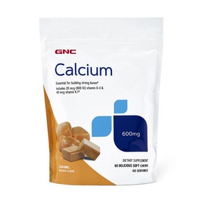 GNC 칼슘 600mg 카라멜 소프트 츄, 60개입, 1개, 60정