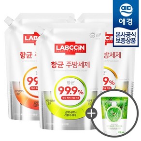 애경 [비밀] 랩신 항균 주방세제 리필 1L x3개 +주방세제200ml 증정, 라임 주방세제 리필 1000ml x3개, 3개