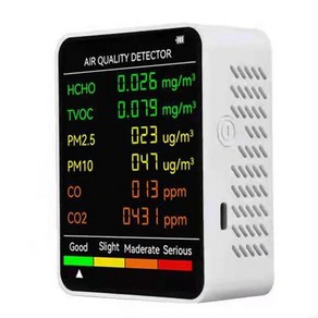 공기 에어 질 모니터 실내 센서. 6 인 1 이산화탄소 기. PM2.5/PM10 테스터, [01] White, 1개