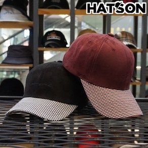 [햇츠온]J5HT323 HatsON 브랜드 여성 남성 무지 심플 체크 스웨이드 하드 볼캡 야구 모자 AD