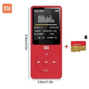 샤오미 MP3 플레이어 USB FM 라디오 디지털 디스플레이 스크린 미디어 블루투스 MP4 포켓 오디오 워크맨 워, 05 Red With 64GB