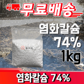 염화칼슘 74% 1kg 제설작업 습기제거제 제설용소금 습기방지 미끄러움 도로 눈 제거, 1개