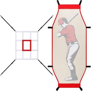 2PCS 야구 피칭 네트 세트 소프트볼 타깃 더미 타자 훈련 보조 기구 조정 가능한 9홀 스트라이크 존 휴대용 타격 훈련기 정확도 향상, Fits 8' x 8' Fame