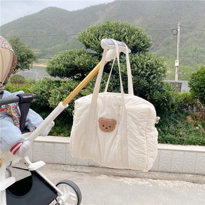 에센셜리 곰돌이 자수 기저귀가방 마실백, 브라운베어