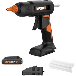 Wox 20V 파워셰어 풀사이즈 핫 글루건 WX045L 배터리 및 충전기 포함, 20V Glue Gun, 1개