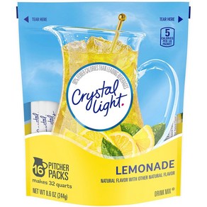 [미국직배송]크리스탈 라이트 레모네이드 드링크 믹스 피쳐팩 16개 대용량 Crystal Light Natural Lemonade Drink Mix-16xt