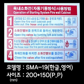 옥내소화전사용방법 플라스틱(P.P)소화전표지 SMA-19, 1개