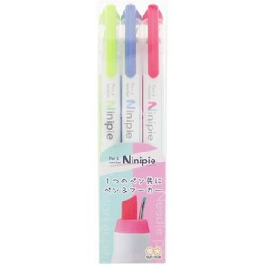 일본직발송 3. 선스타 문구(SUN-STAR STATIONERY) 선스터 문구 수성 펜 펜 마커 NINIPIE 니니피 3개 세트, One Size, One Colo