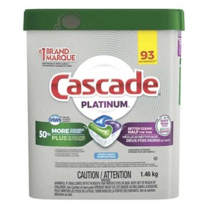 cascade 케스케이드 플래티넘 식기세척기 세제 93개입 식세기 92 캐스케이드, 1개, 1g