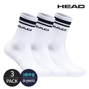 (국내생산)HEAD 헤드 남성 스포츠 프로퍼포먼스파일 넥라인 로고 크루삭스 3P_WH, 3족세트_WH, 1개