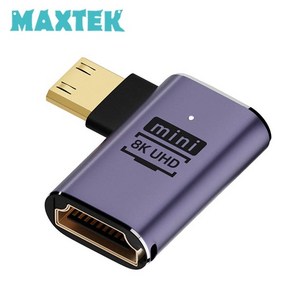[MAXTEK] HDMI 2.1 to Mini HDMI 2.1 M/F 변환젠더 좌향 90도 꺽임 [MT396], 1개