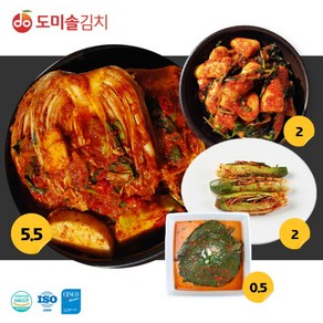 [도미솔김치] 도미솔 김치 4종 총10kg (포기김치 5.5kg + 총각김치2kg + 통 오이김치 2kg + 깻잎김치 0.5kg), 1개, 상세 설명 참조