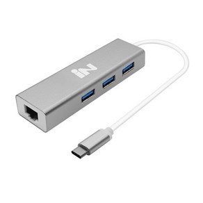 인네트워크 C타입 USB3.0 3포트 허브 + 기가랜카드 IN-C3U3L1, 실버, 1개