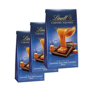 린트 카라멜 스퀘어 다크 초콜릿 백 Lindt Caamel Squaes Dak Chocolate Bag, 3개, 124g