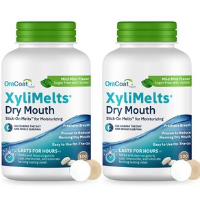 2개세트 OraCoat XyliMelts Dry Mouth 오라코트 자일멜츠 드라이 마우스 마일드 민트 100정