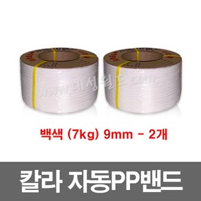 칼라 PP밴드(흰색) 9mm -2개 / 7kg / 자동 pp밴드 밴딩기 PP벤딩끈 프라스틱포장끈, 2개