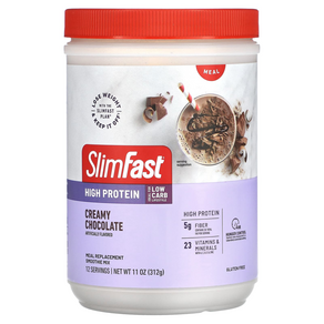 SlimFast 하이 프로틴 식사 대용 스무디 믹스 크리미 초콜릿 312g(11oz), 1개, 312g