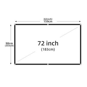 휴대용 접이식 프로젝터 스크린 실내 및 실외용 16:9 부드러운 프로젝션 고밀도 흰색 주름 없음 60-200 인치, 72 인치