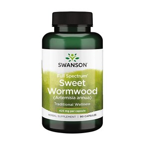 Swanson Sweet Womwood - GI 소화기 건강 미생물 균형 및 소화 건강 지원 촉진 - 아르테미닌이 함유된 허브 보충제 - (캡슐 90개 각 425mg), 1개, 90정