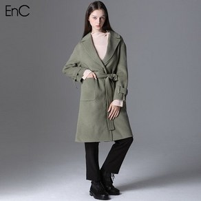 EnC 최초가 479000원 루즈핏 벨티드 캐시미어 울코트 265443