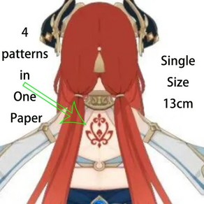 원신 애니메이션 임팩트 스메루 코스프레 닐루 13cm 후면 문신 스티커 임시 여아 방수 가짜, [01] Nilou, 1개