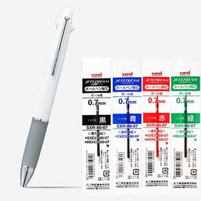 유니 제트스트림 4+1 0.7 멀티펜 리필 세트, 4+1 화이트0.7mm+리필(흑1청1적1녹1) 세트