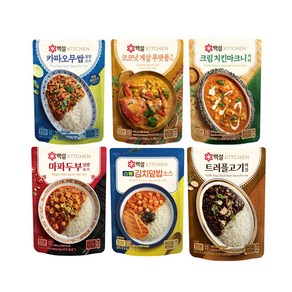 백설커리덮밥세트(크림치킨커리+게살커리+짜장+마파두부+스팸김치+카카오무쌉), 1세트, 960g