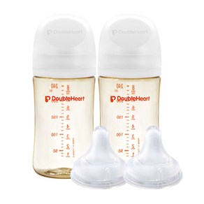 더블하트 모유실감 3세대 PPSU 베이직 트윈팩 240ml+젖꼭지(2입), 제뉴인화이트, 3세대 젖꼭지L, 1개