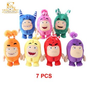 Oddbods 봉제 인형 귀여운 퓨즈 버블 뉴트 포고 슬릭 제프 지 귀여운 만화 애니메이션 귀여운 부드러운 베개 인형 아기 선물 7 개, 없음, 1) 7 Pcs Set