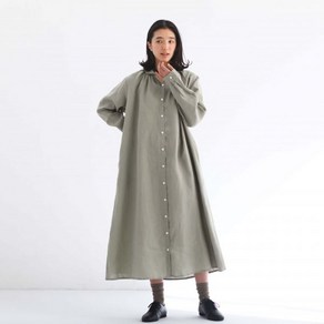 무인양품 MUJI 여성 워싱 리넨 긴소매 셔츠 원피스 BC2IFA4S