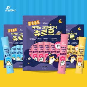 [NEW] 비아이펙트 짜먹는 고양이 간식 츄르르 대용량 고기듬뿍 3가지맛, 90개, 닭고기