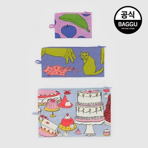 BAGGU 바쿠 플랫 파우치 3SET 스틸 라이프