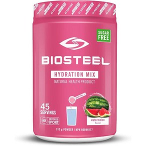 BioSteel 하이드레이션 믹스 - 무설탕 필수 전해질 스포츠 드링크 파우더 수박 45회 제공량, 1개