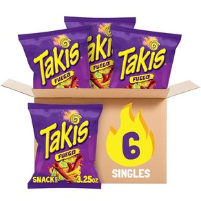 바르셀 타키스 Takis 가장매운 또띠자칩 스낵사이즈 Takis Fuego Hot Chili Peppe & Lime Con Snack, 92g, 6개