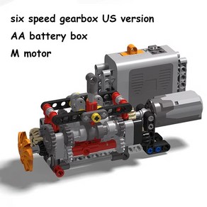 MOC 테크니컬 4 단 6 기어박스 리버스 기어 V8 V16 엔진 M 모터 AA 배터리 박스 빌딩 블록 DIY 전기 장난감, [19] 8, 1개