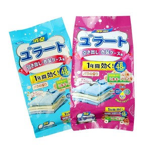 [BY]1+1일본 좀벌레퇴치제 곰팡이탈취제 천연 꽃향기 옷장방향제 냄새 탈취 좀약 옷장용 서랍장용 신발장용 향기남김/방습/곰팡이 방지, 장미꽃향+블루 풍경48p+48p