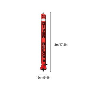 프리 다이빙 부이 SMB 표면 신호 표시 액세서리 다채로운 가시성 안전 팽창 스쿠버 1.2m 1.5m 1.8m, 2) 1.2mx15cm
