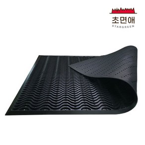 초면애 물결 고무매트 업소용 산업용 식당 주방 미끄럼방지 90x150cm 블랙, 1개